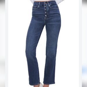 Good American High Rise Straight Leg Jeans in Dark Indigo